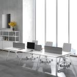 Commercial Office Furniture Four-Person Metal Legs Table Customizable White