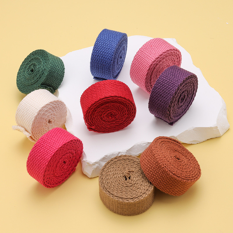 20mm-50mm Thickened Polyester Cotton Webbing School Bag Backpack Handbag Canvas Strap Solid Color Plain Weave Strap