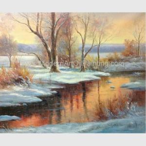 Quality Classical Winter Snow Handmade Scenery Oil Painting for Home Decorative wholesale