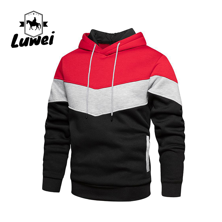 Men's Stitching Cutting Sport Gym Felpa Contrast Color Felpe Con Cappuccio Sweatshirt Hoodies With Pocket
