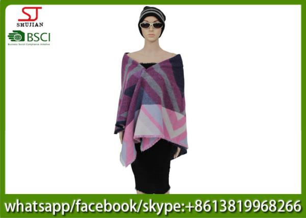 370g 135*135cm 100%Acrylic woven jacquard rhomb scarf poncho best price factory