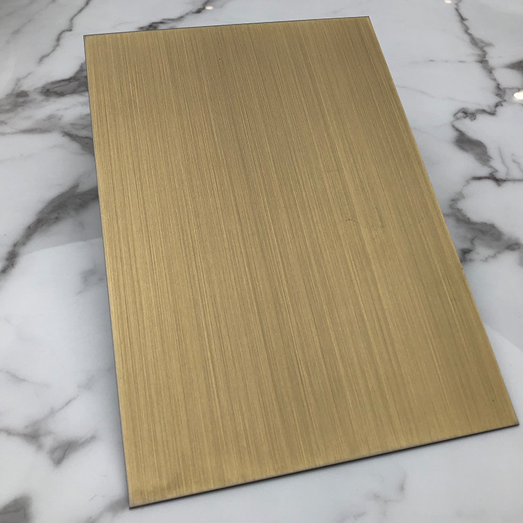 1219*2438mm 0.55mm 304 Stainless Steel Sheet Antique Brass Hairline AFP Design Plate