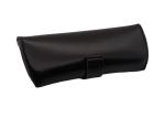 Nubuck Black Leather Glasses Case , Belt Buckle Leather Eyeglass Pouch