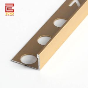 Quality Matte Gold 10mm Straight Aluminium Tile Trim Chrome Exterior Tile Edge Trim wholesale