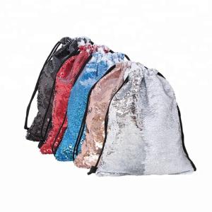 Quality Magic Sparkling Blank Sublimation Items Sequin Drawstring Bag wholesale