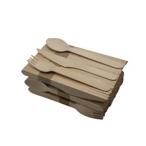 Quality 100cm Birchwood Disposable Wooden Cutlery Set Customized Wrapped For Restaurant wholesale