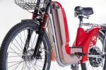 48V 12Ah 24 Inch Red Electric Bike With Lead Acid Battery Front Disk Rear Drum