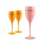 Veuve Clicquot Plastic Champagne Flute Glasses Acrylic Yellow Pink Champagne