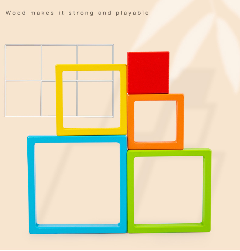 Wooden Montessori Baby Developmental Toys Art Geometric Creative Puzzle Rainbow