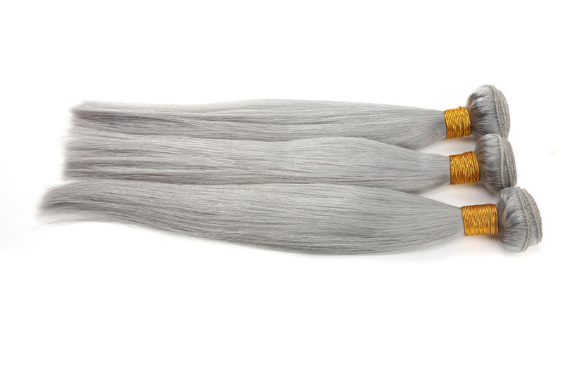 8-24 Inches Stock hot selling grey color hair weft 100% brazilian virgin human hair