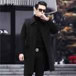 Autumn Winter Men's Double Collar Warm Coat with Standard Thickness and V-neck