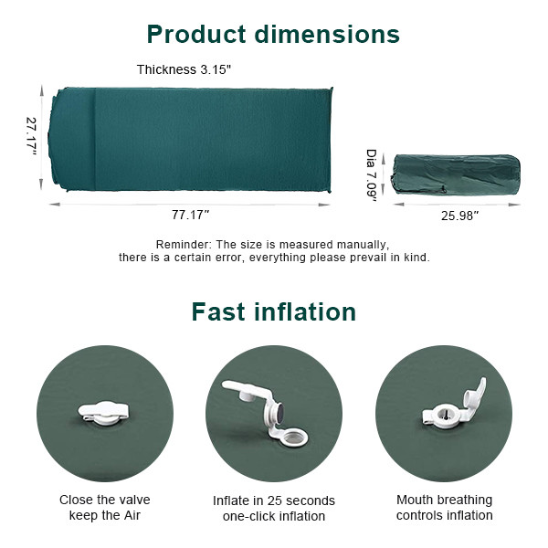 One Piece TPU Self Inflating Double Camp Mat Easy Carry Outdoor Inflating Camping Mattress