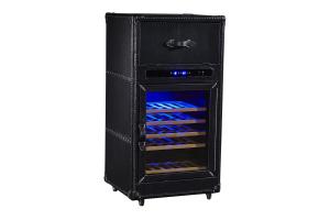 Quality Constant Temp Refrigerated Wine Cabinet Furniture Full Vintage Black Leather wholesale