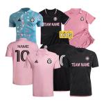 Plain Polyester Breathable Mens Football Jersey Soccer Uniforms Sets Black/Pink/