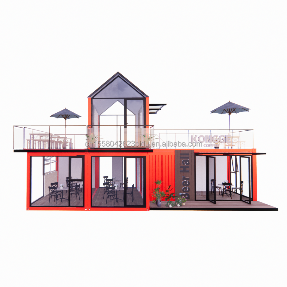 Bathroom Steel Structure Container Villa House for 4 bedrooms and 1 garage in 20FT Modern Style
