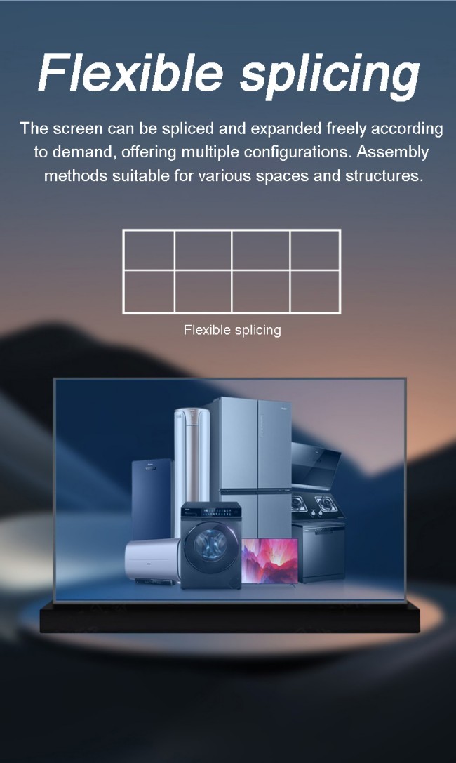 Android Operating System Transparent Oled Display Digital Signage with 8 Array Mic