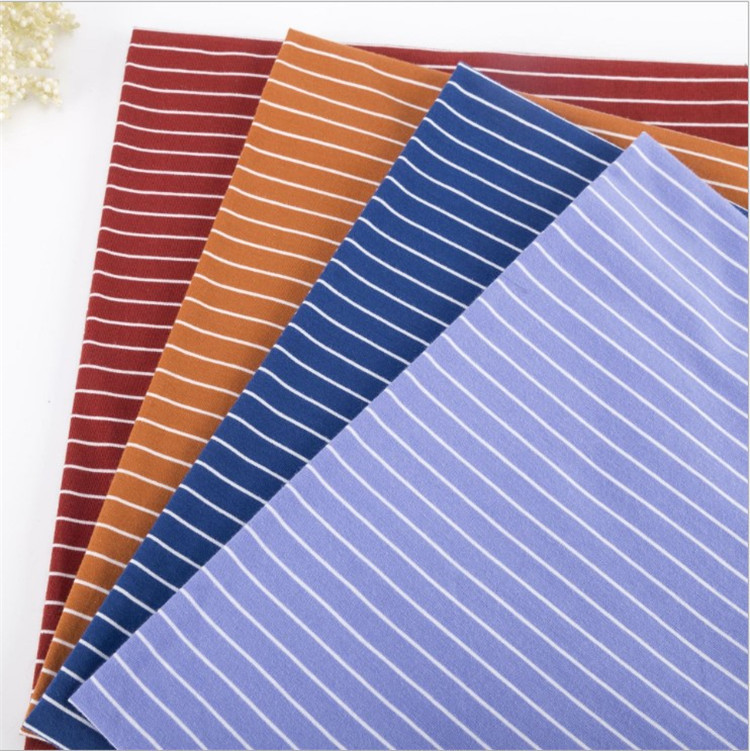 Tightly Woven Plain Jersey Striped Pure Cotton Fabric For Casual Wear