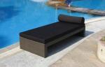 Black Rattan Sun Lounger , Outdoor Square Beach Lounge Chair