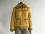 Ladies' Mustard Suede Bonded Jacket With Fur Collar High Fashion 92950