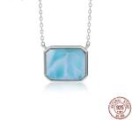 Round Oval Sterling Larimar Silver Jewelry CZ Pendant Necklace