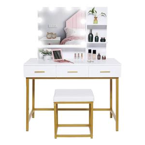Quality BSCI Certified MDF Wood Touch Screen Mirrored Dresser Table With Led Lights wholesale