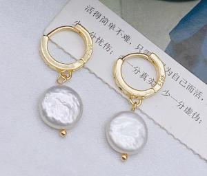 Quality Korean Hoop Earrings For Women Handmade Sweet Baroque Pearl Circle Earring Jewelry Natural Baroque Pearl Earring wholesale