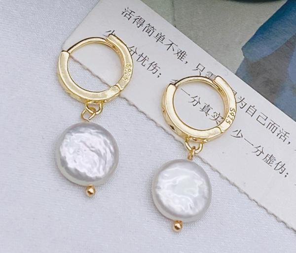 Korean Hoop Earrings For Women Handmade Sweet Baroque Pearl Circle Earring