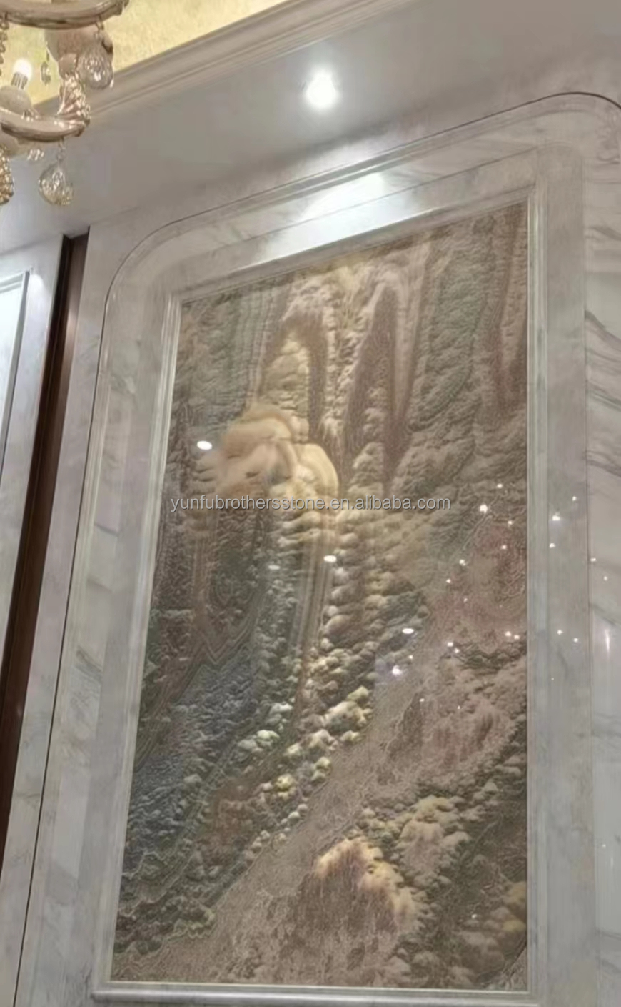 Polished Translucent Onyx Stone Modern Design for Natural Backlit Jade Ink Marble Big Slab