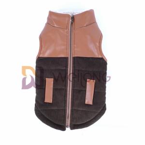 Quality Corduroy Leather Collar Dog Zip Up Jacket Berber Lining Warm Winter Dog Coats XS-XL wholesale