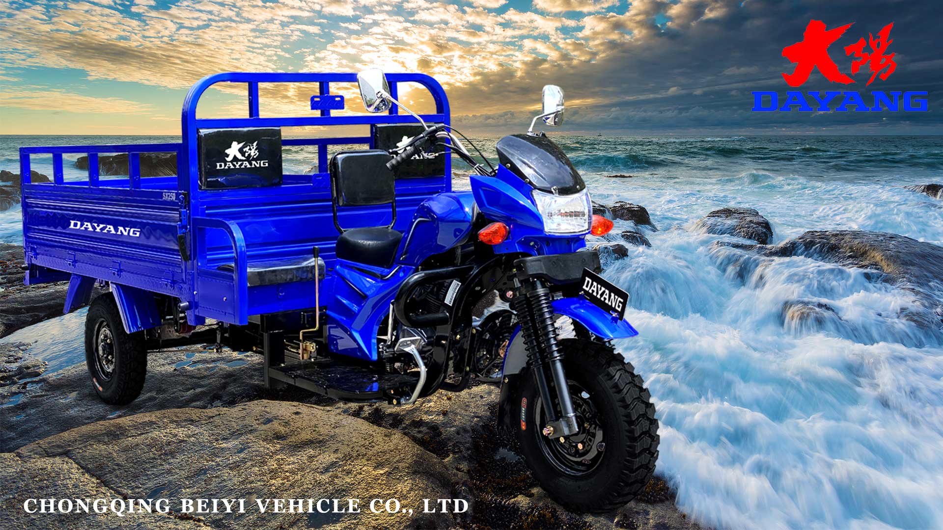 Open Body Type DAYANG Powerful Motor Tricycle for Cargo 200cc 250cc Gasoline Pedicab