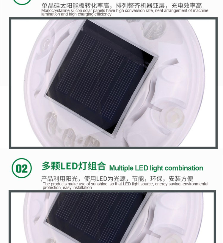 LED Cat Eye Round Solar Road Stud in Blue with High Intensity Reflective Tape and PVC