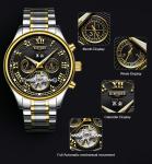 KINYUED Brand Two-Tone Gold Silver Case Solid Stainless Steel Strap Waterproof