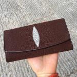 Unisex Authentic Stingray Skin Male Long Trifold Wallet Genuine Leather Women