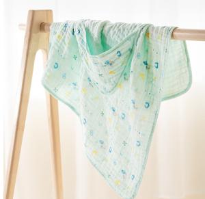 Quality 40S Six Layers Combed Cotton Printed Gauze Fabric 260gsm lightweight wholesale