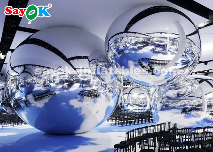 Gold Mirror Ball Lightweight Silver Dia 2m Inflatable Balloon For Advertising Easy To Carry