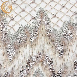Quality Beautiful 3D Sequin Lace Fabric Collections 80% Nylon Beaded Lace Material wholesale