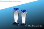 crystal blue diamond award/blue diamond award/crystal trophy/acrylic diamond