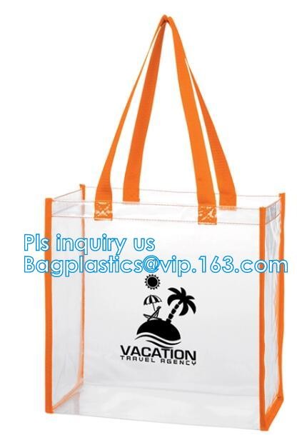 Promo PVC Plastic Shopping Handle Bag, Handling clear pvc blanket bags, handle reusable clear vinyl pvc cosmetic bags fo