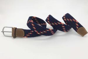 Quality Unisex Dark Blue 3.5cm Mens Elastic Stretch Belts With Nickel Pin Buckle wholesale
