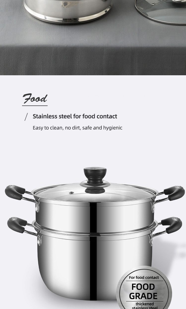 Wholesale TOP Seller Cookware Silver Cooker Soup Pots Round Steamer Cooker Steam Cooking Pot For Kitchen