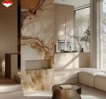 Modern Onyx Marble Gold Vein Wooden Yellow Golden Grain Bathtub Decor for Modern
