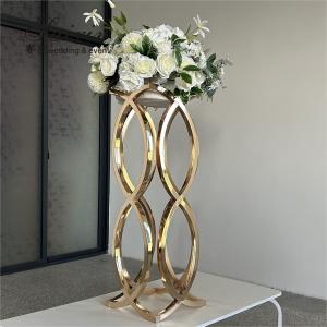 Quality Gold Wedding Flower Stand Centerpiece Unique Metal Flower Stand 97cm wholesale