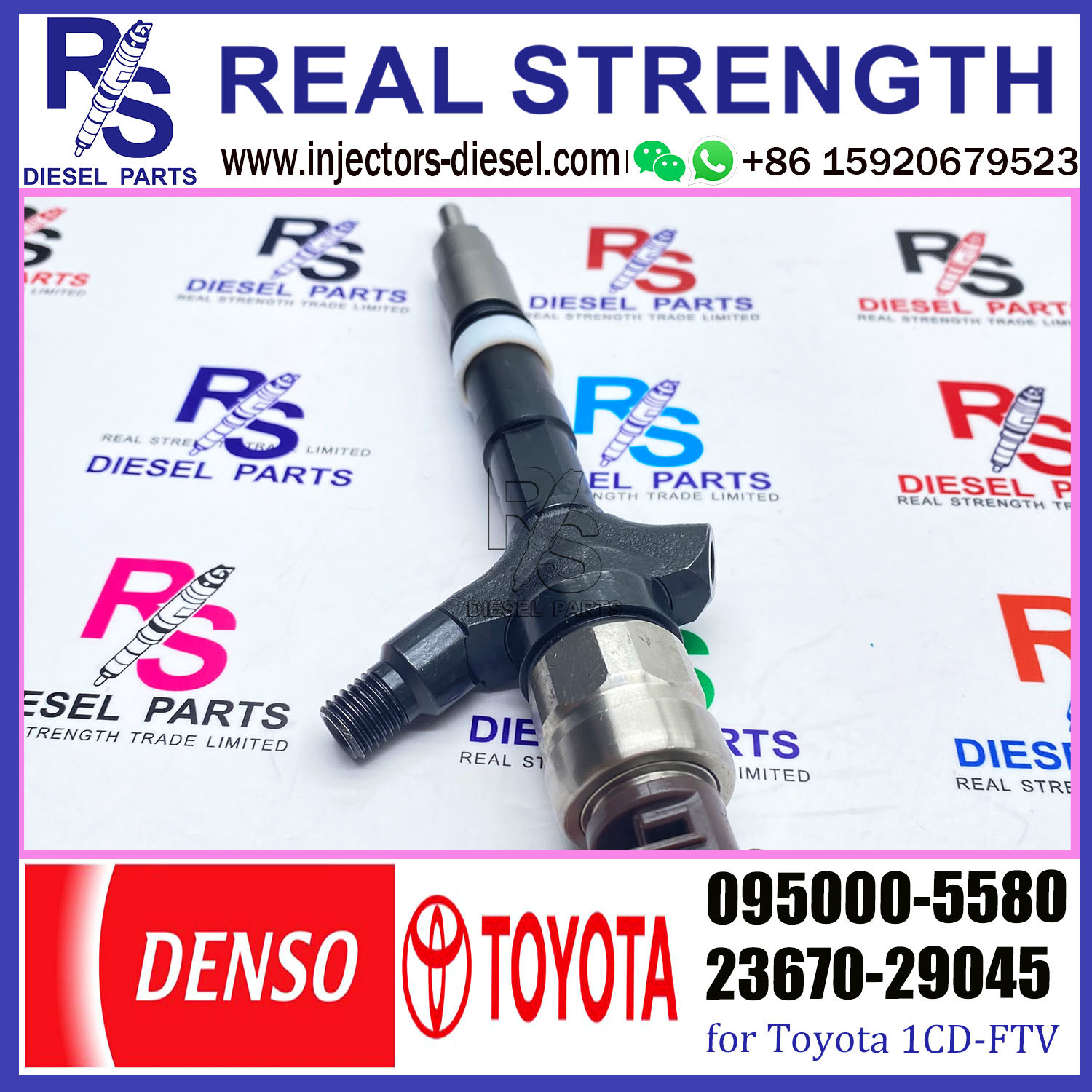 Common Rail Fuel Injector 095000-5580 23670-29045 For Toyota Hiace Hilux 2KD-FTV