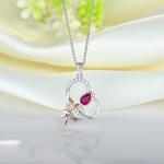 YASVITTI Custom Sterling Silver 925 Heart Rose Flower Necklace Classic Rose Gold