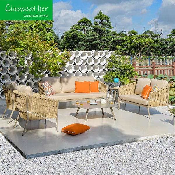 Outdoor Furniture Weaving Sectional Rattan Garden Sofa Set for Hotel Restaurant