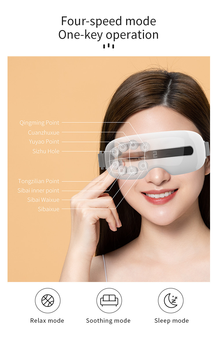 750mAh Rechargeable Tapping Wireless Eye Massager Eye Acupoint With Heating