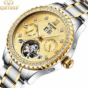 Quality Chronograph Luxury Mechanical Watches Gold Dial 30M Daily Waterproof wholesale