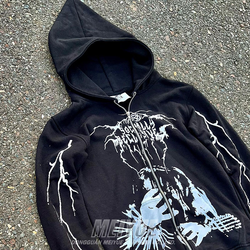 OEM Service Digital Printing Hoodie Drop Shoulder Zip Hoodie Autumn Season