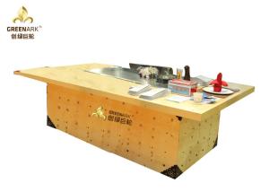 Quality Gold Color Induction Heating Rectangle Teppanyaki Grill Table 2400mm Length wholesale