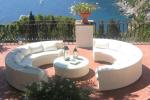 half-round wicker sofa set